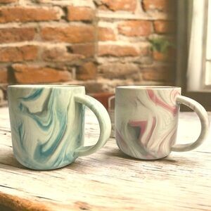 World Market Marble Ceramic Mug Set of 2